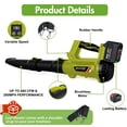 thumbnail image 3 of Leaf Blower Cordless W/2*6.0Ah Batteries&1.9A Charger, 680CFM 280MHP Electric Cordless Leaf Blower, Portable Battery Powered Blowers for Leaves Blowing, Patio Cleaning, Lawn Care, 3 of 12