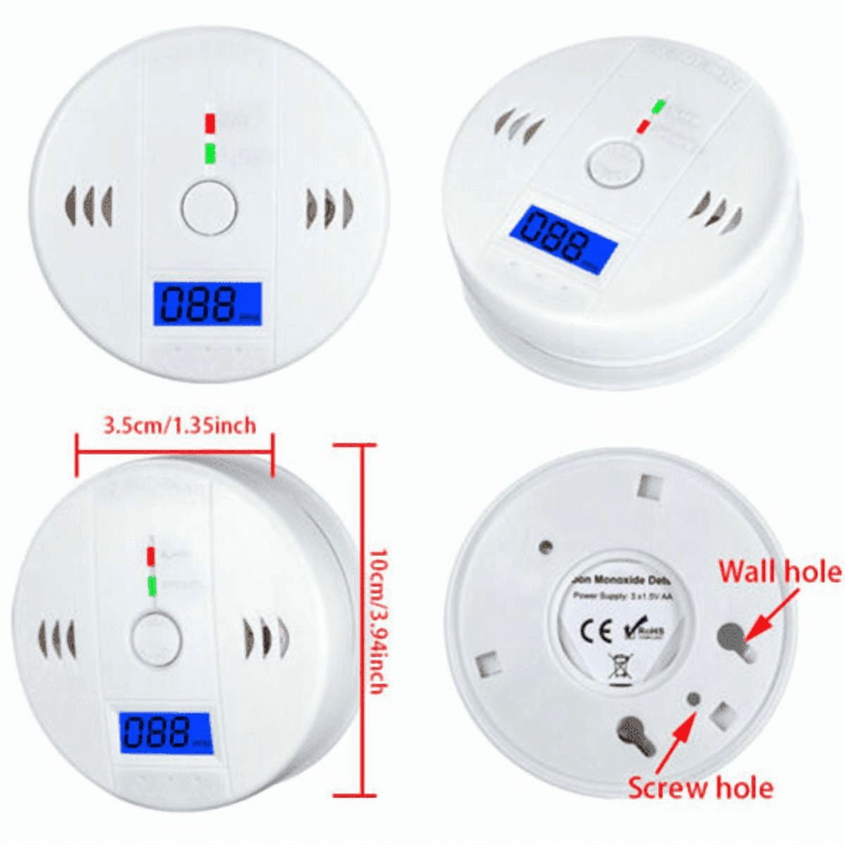 4 Pack LCD Display CO Carbon Monoxide Gas Detector Device Home Safety Alarm Detector