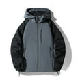 thumbnail image 2 of Mens Outdoor Rain Jackets Plus Size Hooded Long Sleeve Shell Jackets with Pockets Casual Outdoor Hiking Fishing Sun Protection Clothes Gifts for Men Dark Gray L, 2 of 10