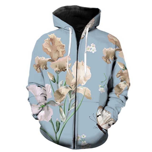 Sudadera con capucha y cremallera para hombre, diseño de mariposa de dibujos animados, con estampado 3D, manga larga, estilo urbano, chaquetas con capucha, moda 2024, gran oferta, camisetas de hip hop