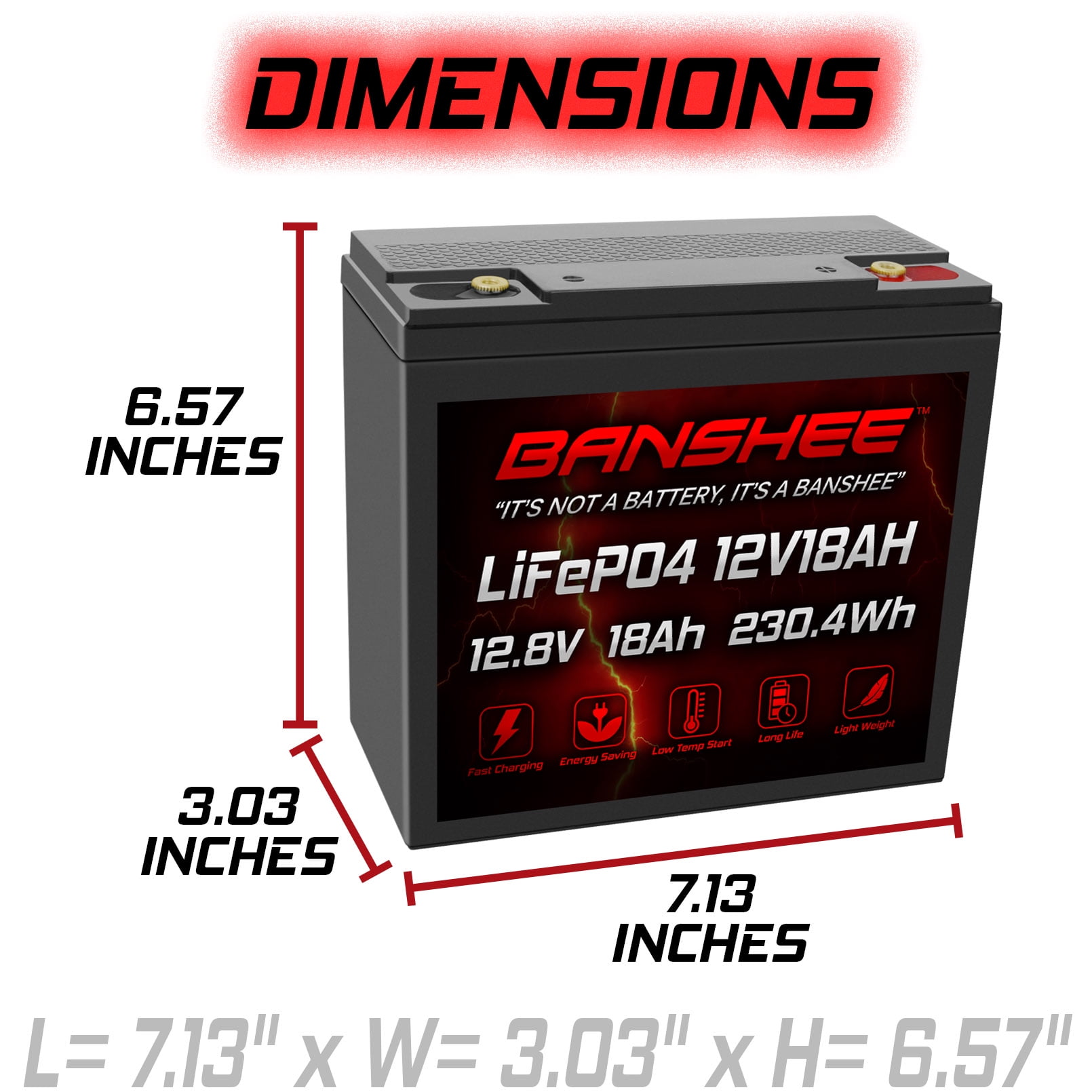 Banshee 12V 20Ah LiFePO4 Battery | Comparable to Bioenno BLF-1220A | Deep Cycle with BMS for Solar Storage, Outdoor, UPS Use