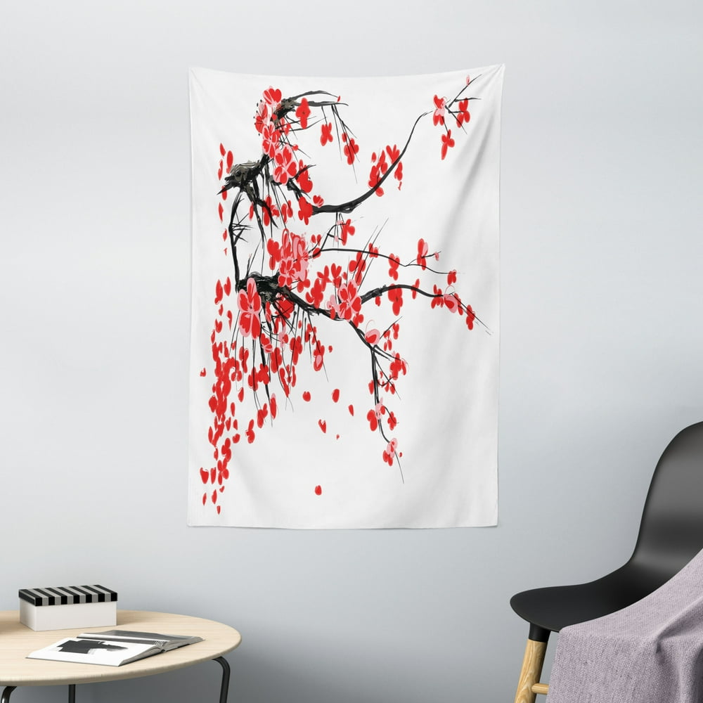 Floral Tapestry, Japanese Cherry Blossom Sakura Blooms Branch Spring