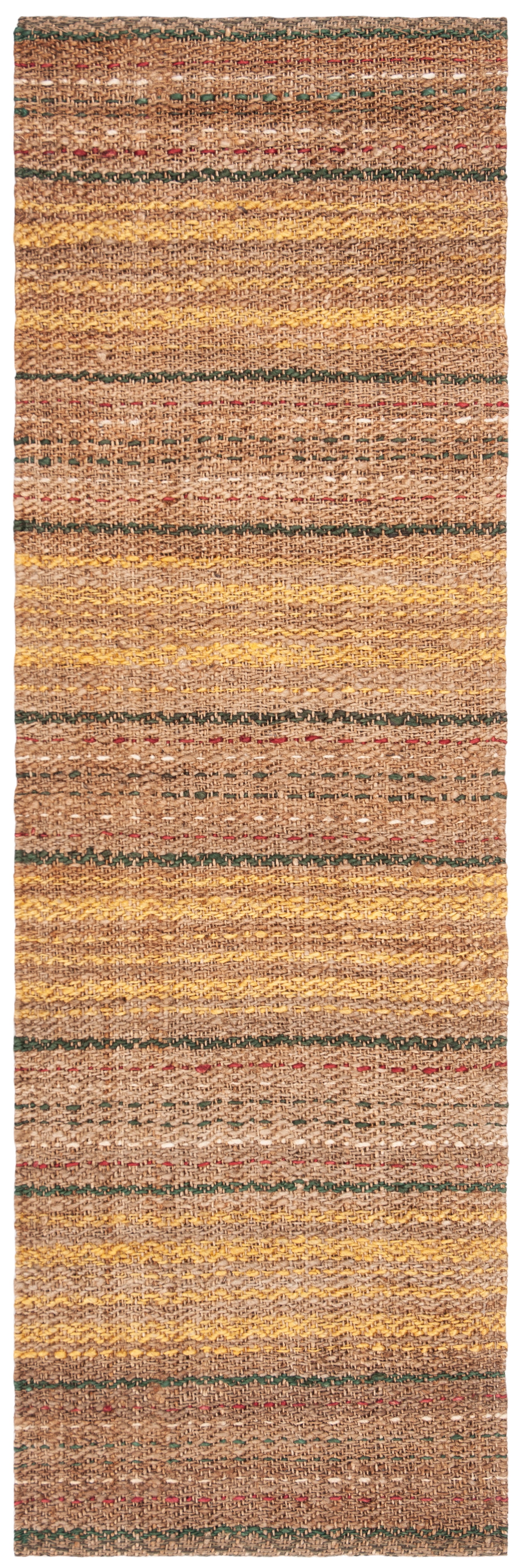 SAFAVIEH Natural Fiber Ombre Striped Jute Runner Rug, Natural/Gold, 2'6" x 8'