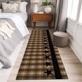 thumbnail image 5 of 2x6 Kitchen Runner Rug, Brown Black Plaid Non-Skid Rubber Backing Large Rectangle Rugs - Living Room Bedroom Home Office, Vintage Rustic Star Buffalo Check Indoor Floor Mat Carpets Washable Rug, 5 of 9