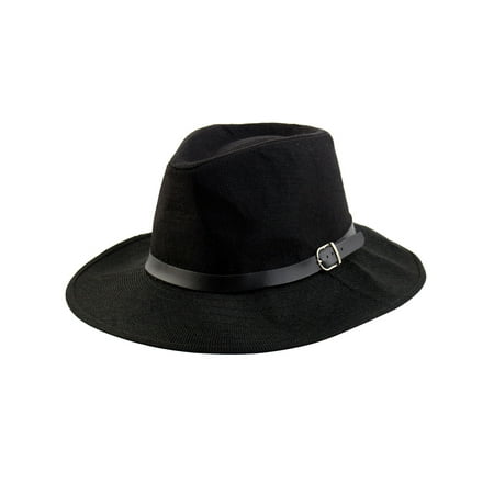 Men Summer Outdoor Linen Wide Brim Western Style Beach Sunhat Cowboy Hat