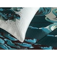 thumbnail image 4 of Ambesonne Vintage Quilted Bedspread Set 3 Pcs, Grunge Skull Girl Roses, Queen Size, Petrol Blue White, 4 of 5
