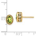 thumbnail image 2 of Primal Gold 14 Karat Yellow Gold Oval Peridot and Diamond Earrings, 2 of 4