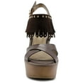 thumbnail image 4 of Ollio Women's Shoes Burnish Vintage Faded Fringe Wedge Heel Sandals FT01, 4 of 6
