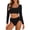 Black, variant on Women's Long Sleeve Two Piece Tankini Swimsuit, UPF Sun Protection High Waist Belted Bikini Set for Beach Pool(Pink/M)