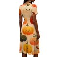 thumbnail image 5 of Women's Halloween Midi Dresses Pumpkin Ghost Short Sleeve Horror Dresses Castle Witch Hat V Neck Spooky Sundress, XL, 5 of 5