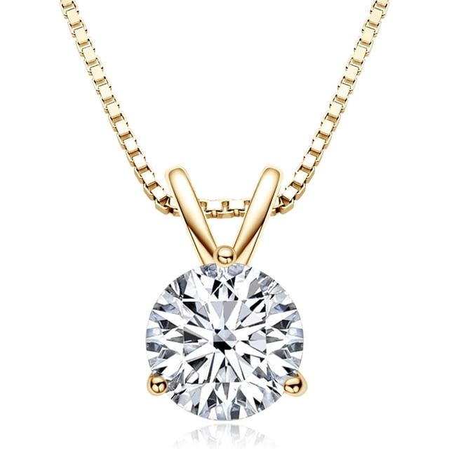 Collar de para mujer, colgante de diamante creado en laboratorio, chapado en oro blanco de 18 quilates, collar de plata de ley 925 de corte redondo