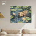 thumbnail image 3 of Monet Water Lilies Dog Rustic Chic Farmhouse Canvas Wall Art by Art Remedy, White Floater Frame, 45"x36", 3 of 7