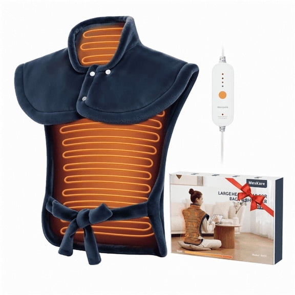 MaxKare Ultra Soft Heating Pad with 4 Heat Settings & Auto Shut-off for Full Body Stress Relief, 24"x33", - Navy Blue