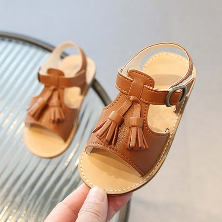 

Pejock Baby Girls Boys Sandals Comfort Outdoor Casual Beach Shoes Toddler Infant Kids Baby Girls Boys Solid Color Tassels Sandals Casual Fish Mouth Sandals 15M-6Years