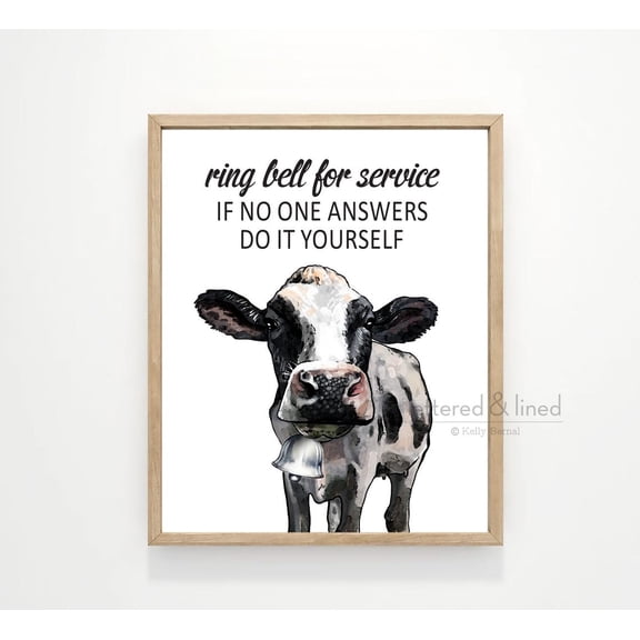 Cow Laundry Room Wall Art Farmhouse Animal Decor Home Decor, 8x12 UNFRAMED