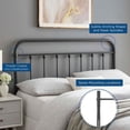 thumbnail image 4 of Modway Sage Modern Farmhouse Metal Adjustable Height Headboard, Twin, Gray, 4 of 6