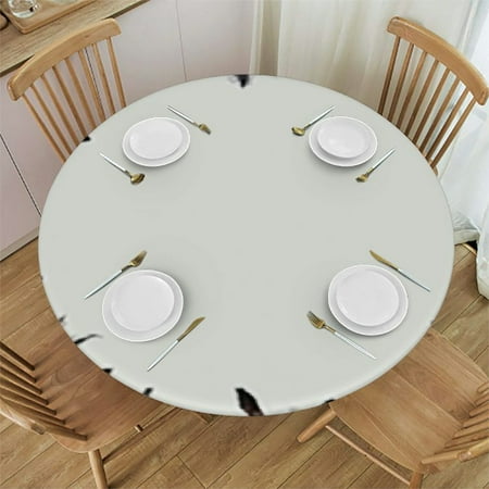 

Tllo0ord Tablecloth for Round Elastic Edged Table Cover Round Tables Tablecloth Table Cloth Circle Art Fits up Tables 42-46