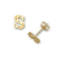 thumbnail image 1 of Solid 14k Yellow Gold Small Sparkle cut A Z Letter Name Personalized Monogram Initial Stud Earrings (initial: S) Jewelry, 1 of 3