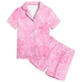 thumbnail image 2 of BOOMNY Baby Girls 2 Peice Pajamas Sets Floral Graphic Short Sleeve Buttons Sleepwear Tops Shorts Pjs Set for Kids Cozy Loungewear Homewear, 2 of 4
