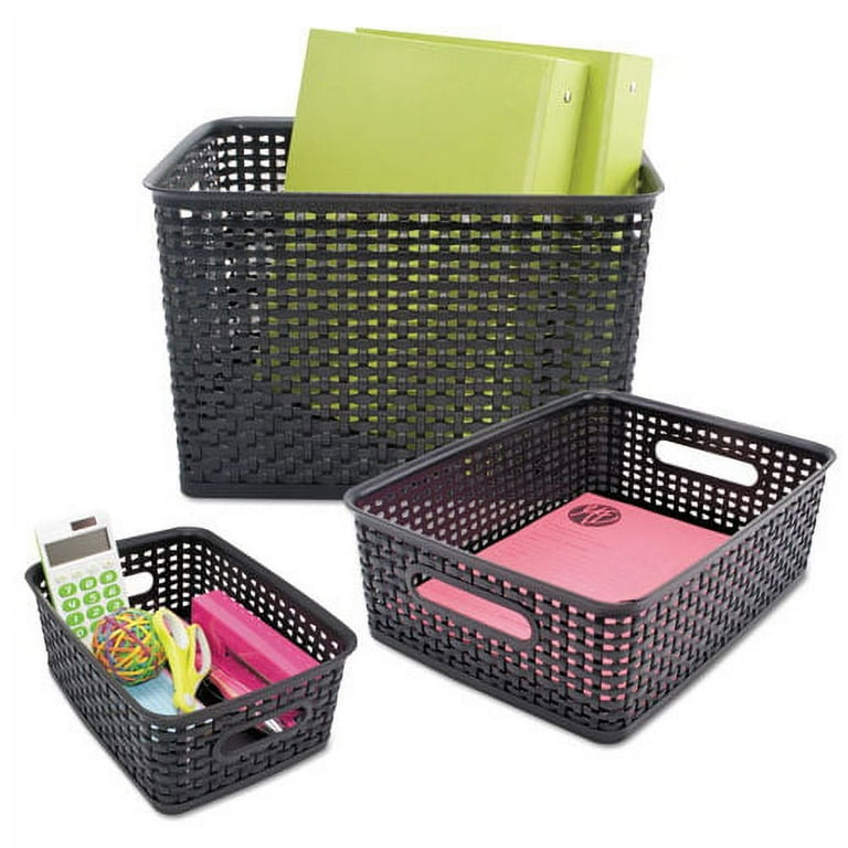 Weave Bins, 9.88 x 7.38 x 4, Black, 3/Pack Weave Bins, 9.88 x 7.38 x 4, Black, 3/Pack