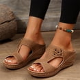 thumbnail image 4 of Domuza Orthopedic Sandals for Women Arch Support Summer Flat Sandals Wide Width Non Slip Slip on Beach Slippers Comfortable 2026 New Orthopedic Shoes Brown 8.5（EU-41）, 4 of 7