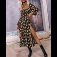 thumbnail image 4 of Vestido Midi Bohemio Floral de Larga con Cuello Cuadrado para Mujer, Informal, Estampado con Abertura Lateral XL, 4 of 9