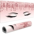 thumbnail image 2 of Pink Glitter Women Eyelash Desk Mat, Desk Accessory, Cute Workspace, Trendy Workspace, Trendy, 35.4x15.7in Large Gaming Mouse Pad, Cute Desk Topper, Pretty Desk Pad, 2 of 6