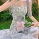 thumbnail image 4 of Vestido largo con tirantes finos, vestido largo floral dulce sin mangas para citas, compras, viajes en la playa, 4 of 8
