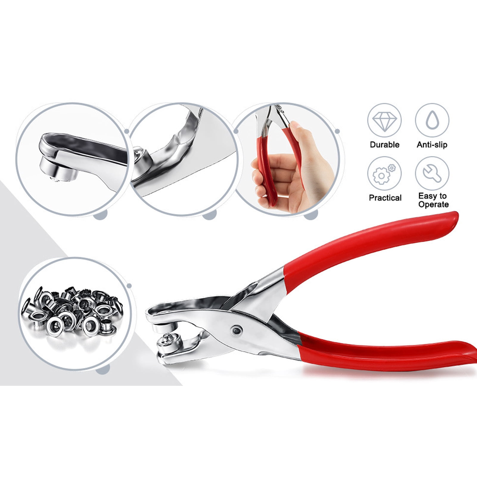 YAHHU Grommet Tool Kit 12mm / 0.47 in Eyelet Pliers with 320pcs Grommets and Washers Hole Punch Set Heavy Duty Metal Hand Press Pliers for Clothing Leather Fabric Canvas Tarps Repair