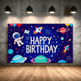 thumbnail image 5 of Astronaut Themed Colorful Happy Birthday Banner Backdrop Background Party Supplies for Birthday Party Decors Photography Props Space Party Decorations, 5 of 8