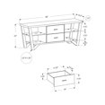 thumbnail image 3 of Tv Stand - 60"L, Dark Taupe With 2 Storage Drawers, 3 of 3