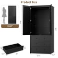 thumbnail image 6 of 69.5" Wooden Wardrobe Cabinet with Hanging Rod, Senfot Rattan Armoire Wardrobe Closet with 3 Drawers and 2 Doors, Modern Wooden Wardrobe Cabinets for Hanging Clothes, Clothing Storage Cabinet, 6 of 7