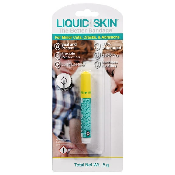 Liquid Skin The Better Bandage, For Minor Cuts, Cracks and Abrasions, Waterproof, Liquid Bandage, Quick Dry, Travel Size, 0.5g