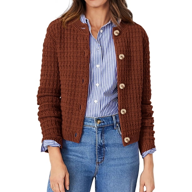 Suéter PRETTYGARDEN Cardigan de Punto para Mujer con Botones - Talle L