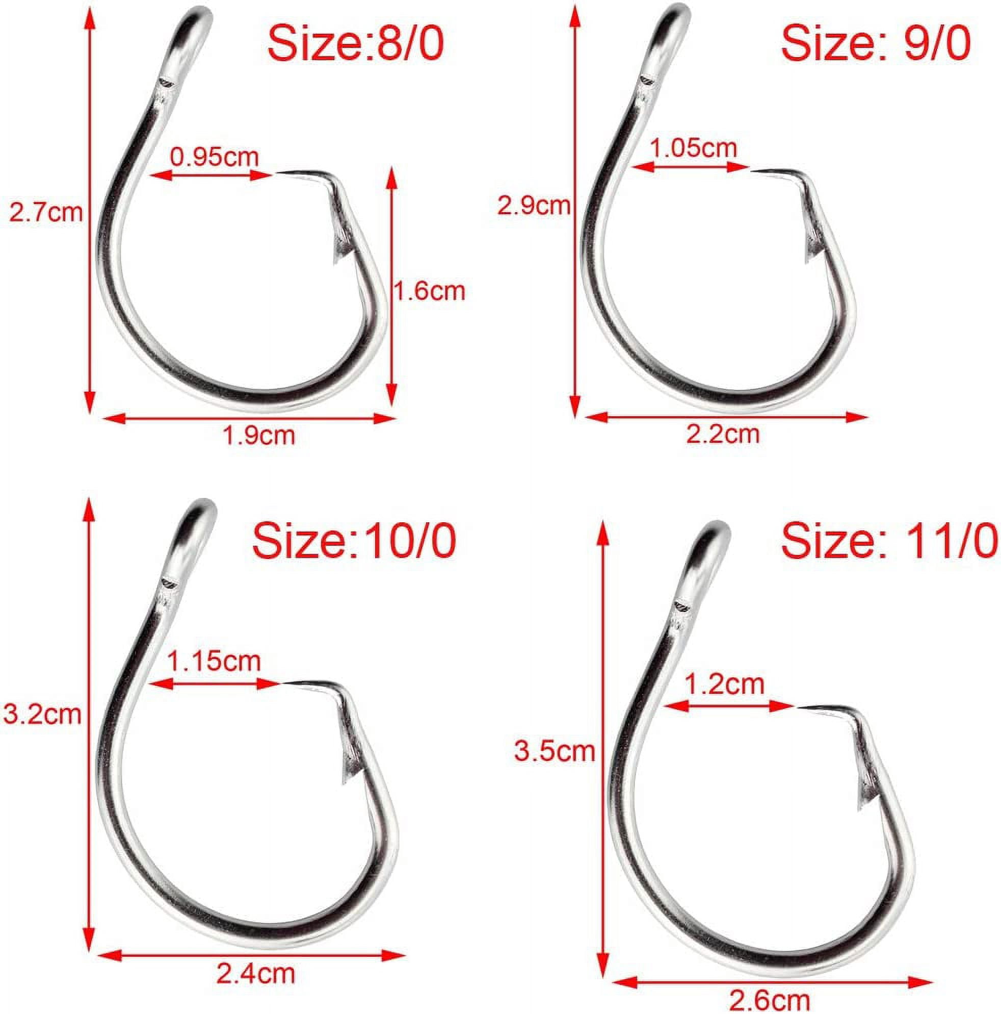 50Pcs Stainless Steel Circle Hook Short Shank Perfect in Line Extra Strong for Saltwater Size 8/0 14/0 (8/0)