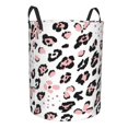 thumbnail image 2 of PAYOHTO Foldable Laundry Room Hamper Bucket Waterproof Bathroom Basket for College Student Living Room Storage Pillows Blankets Black Spotted Leopard Print & Pink Flower, 2 of 8
