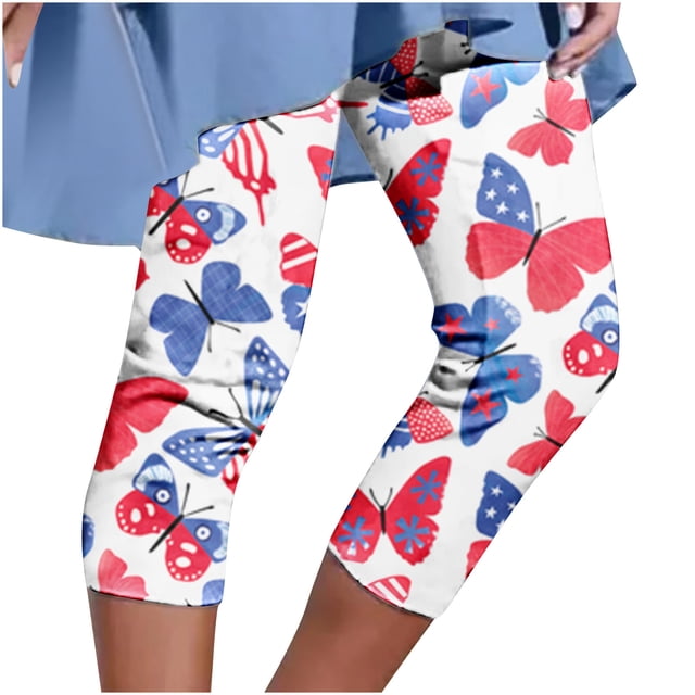 Birdeem Womens Summer Casual Elastic Waist Independence Day Printed Cropped Pants