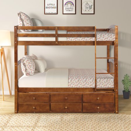 Topcobe Wooden Bunk Beds Loft Beds For Kids Platform Bed