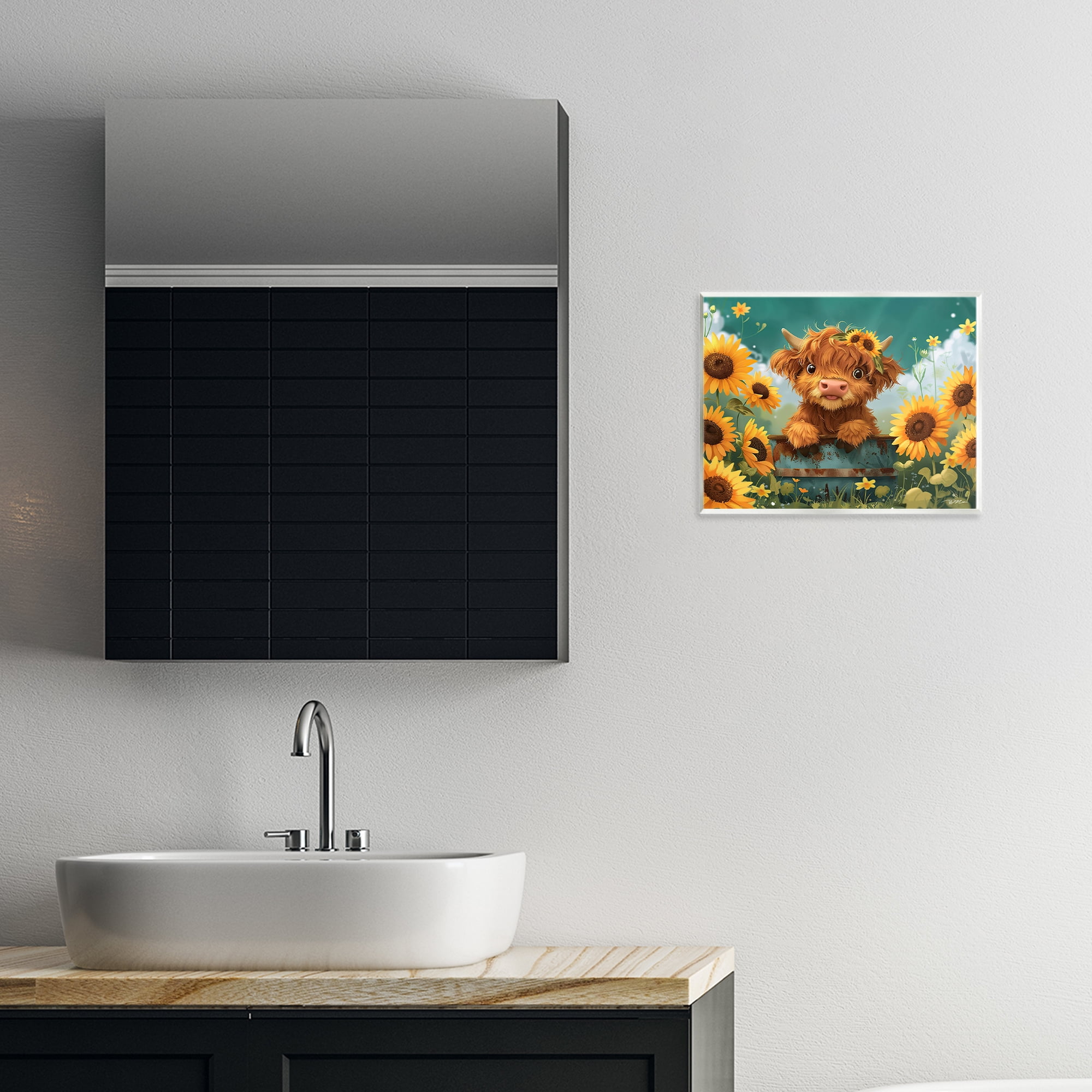 Cute Happy Highland Cow Wall Plaque Art, design by Momart