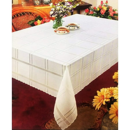 

Lace Fashion Tablecloth Smooth Premium Vinyl 54 x 72 Beige