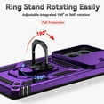 thumbnail image 6 of for Motorola Edge 2024 Case with Slide Camera Cover HD Screen Protector [Military Grade Drop Tested] Magnetic Ring Holder Kickstand Protective Phone Case for Motorola Moto Edge 2024, Purple, 6 of 17