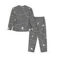 thumbnail image 2 of Disketp Pajamas Set Long Sleeve Sleepwear Womens Button Down Nightwear Pj Sets-Airplane Routes Around The World, 2 of 9
