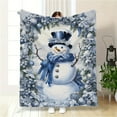 thumbnail image 5 of Christmas Snowman Print Flannel Throw Blanket Modern Style Soft Comfortable All Season Knitted Blanket for Travel Camping Sofa Bed Office Home Decor Ideal Birthday Gift for Boys and Girls, 5 of 6