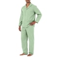 thumbnail image 2 of HAJWOH Men's Comfortable Long Sleeve Button Pajama Set Soft Comfy Sleepwear Sleep Bottom, 2 of 5