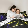 thumbnail image 5 of Feelyou Purple Game Console Bedding Comforter Set 7 Pieces for Kids, Neon Glowing Honeycomb Full Bedding Set, Gaming Gamer Reversible Fitted Sheet Flat Sheet, Breathable Home Decor, 5 of 9