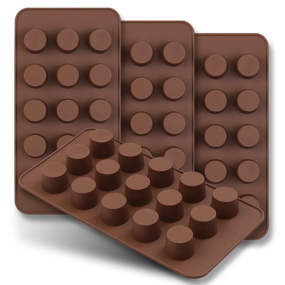 15-Cavity Mini Cup Chocolate Mold, Set Of 4pcs Non Stick Food Grade Silicone Mold For Candy Keto Fat Bomb, Chocolate, Peanut Butter-Pay Attention To The Size!