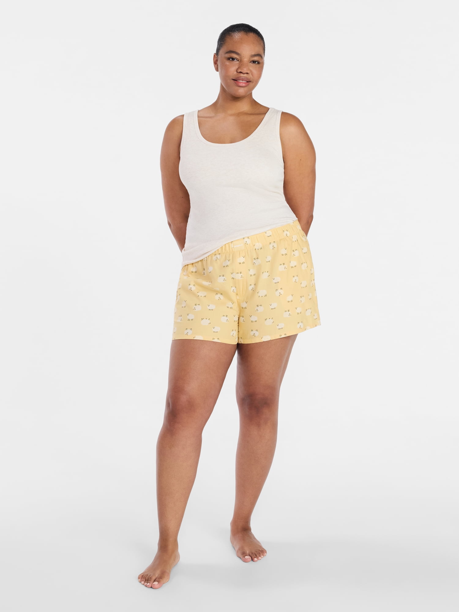 Joyspun Women's Woven Pajama Boxer Shorts, 3'' Inseam, Sizes XS-3X