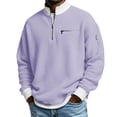 thumbnail image 4 of Nokdvo Mens Quarter Zip Pullover Waffle Long Sleeve Pullovers with Pockets Mock Neck Shirt Textured Thermal Workout Relaxed Fit Fashion Winter Golf Pullover Sweater,Purple 4XL, 4 of 7