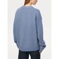 thumbnail image 6 of Women'S Sweater Crew Neck Long Sleeve Pullover Loose Fit Soft Knit Ribbed Hem Fall Winter Outfit Fog Blue One size, 6 of 9