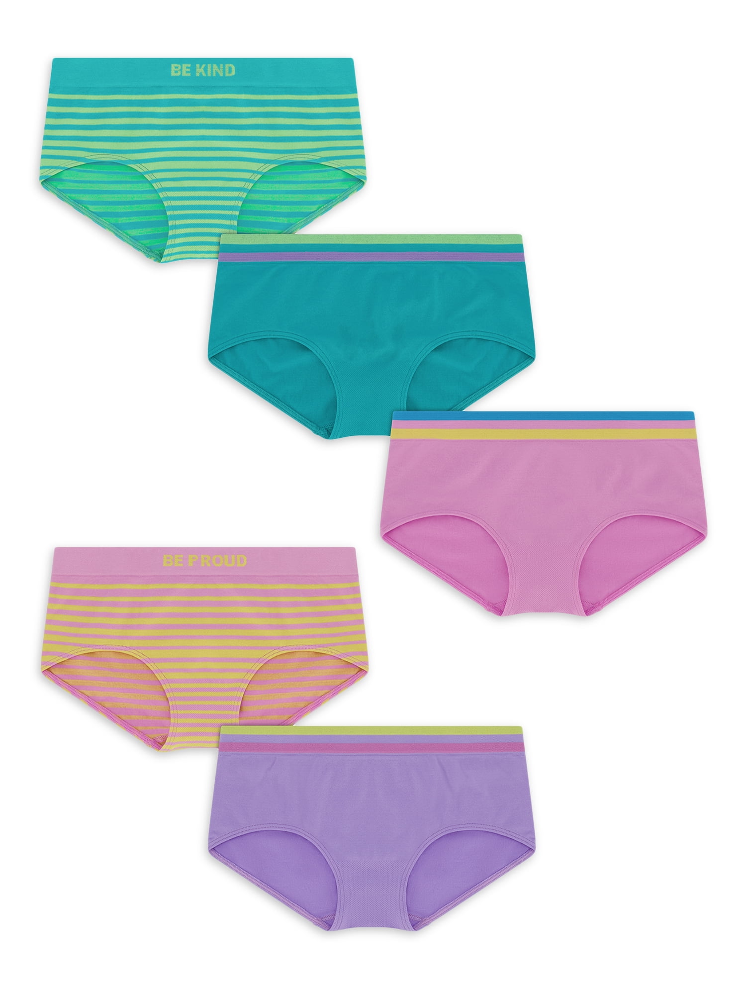 Athletic Works Girls Seamless Briefs, 5-Pack, Sizes S-XL